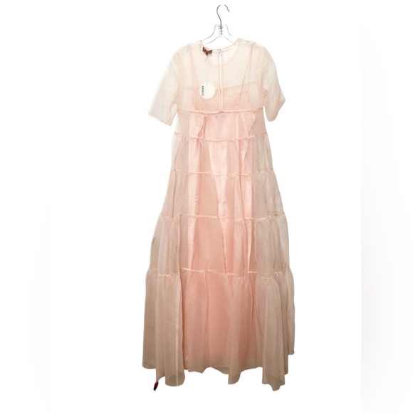 Staud Hyacinth Women’s Organza Tiered Maxi Dress Light Pink Small MSRP$495 NWT - Picture 3 of 4